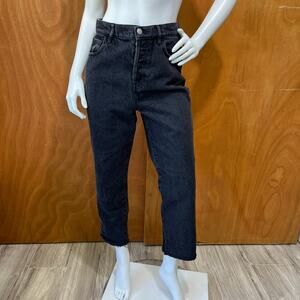 Pacsun Eco Black/Gray High Waisted Straight Leg Jeans Raw Hem Size 28